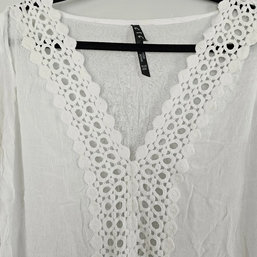White  Crochet Trim Cover Up | SZ 1x